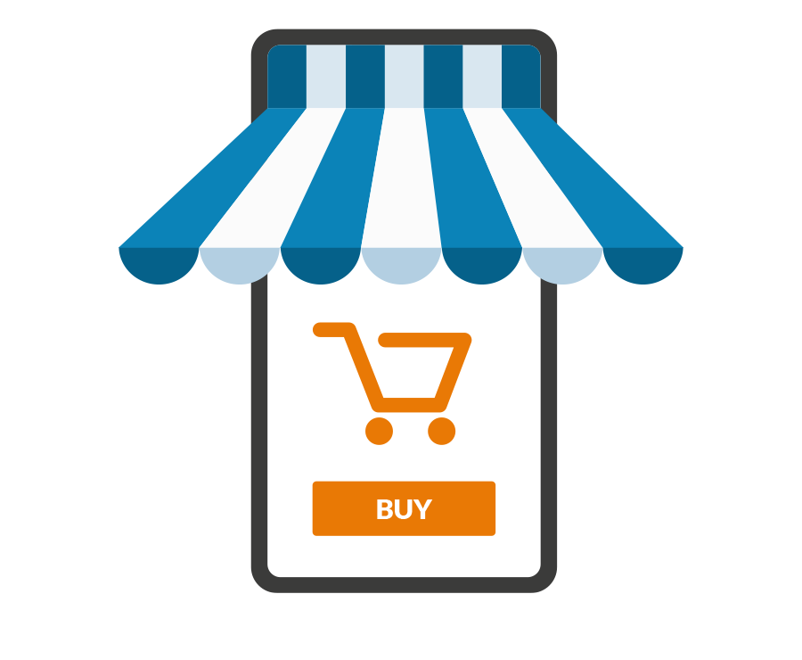 Graphic of e-commerce website on phone