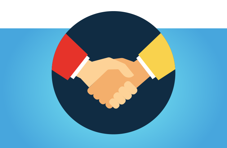 Illustration of two hands shaking.