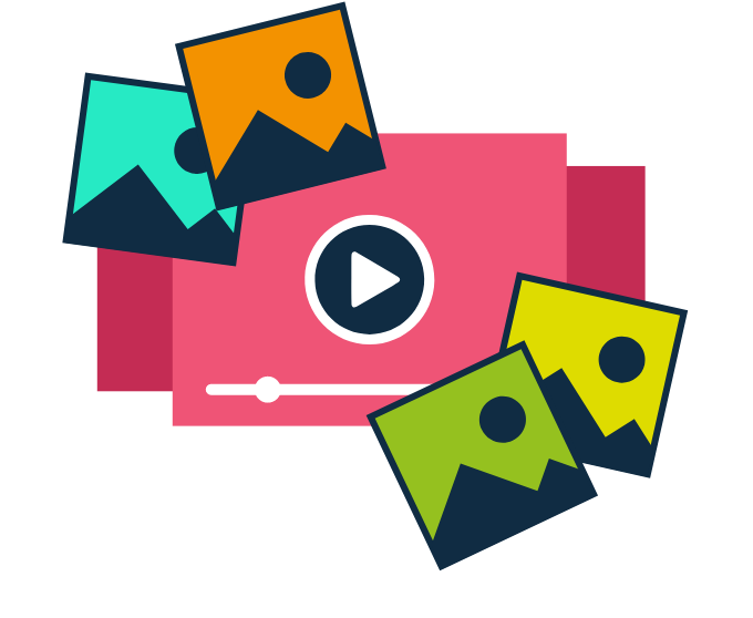 Graphic illustration of video and photos