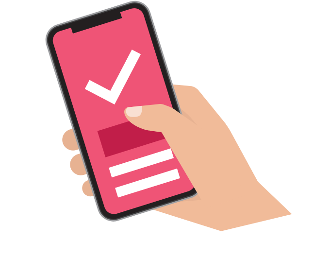 Graphic illustration of hand holding mobile phone