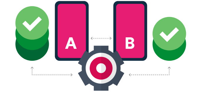 Graphic illustration of A/B testing