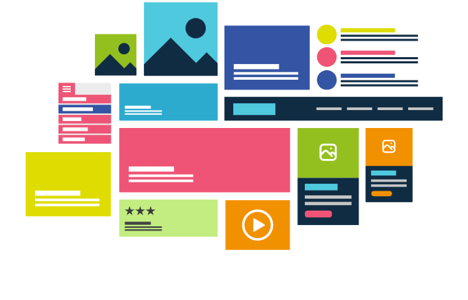 Graphic illustration showing content panels