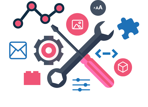 Graphic illustration showing tools and services