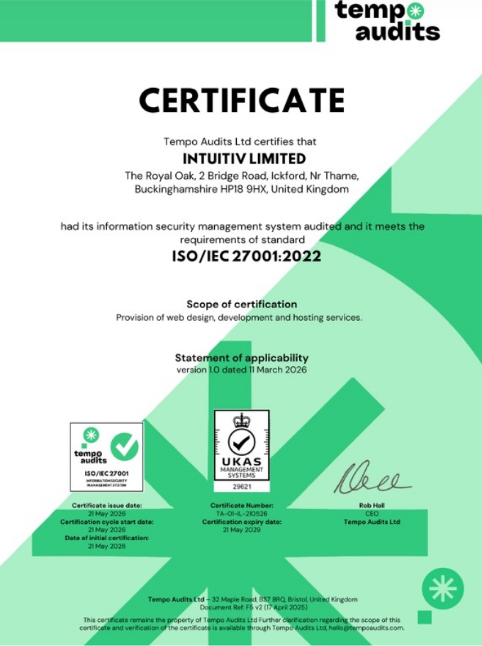 ISO/IEC 27001 certificate
